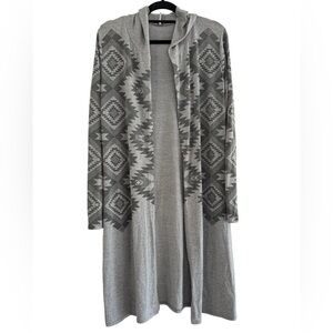 Warm Cozy Lifestyle by Poof! Gray Aztec Cardigan Sweater Size Medium